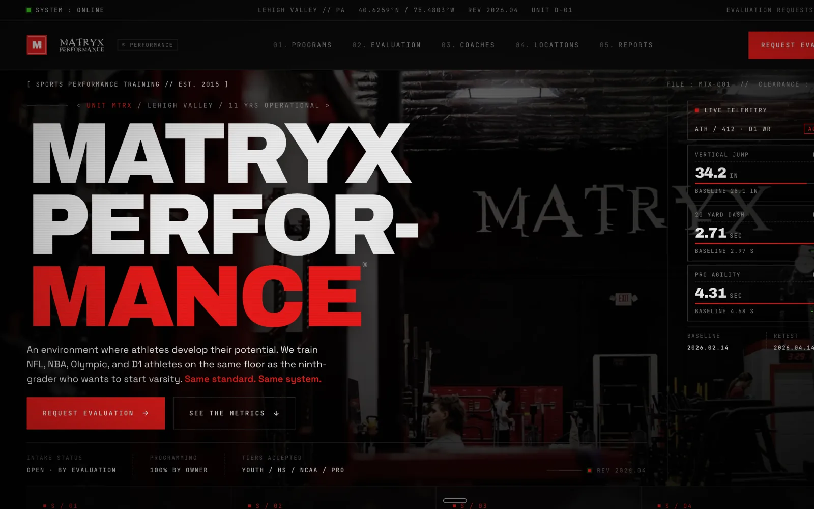 Matryx Performance — Smart Site after MMA Marketing Pro rebuild