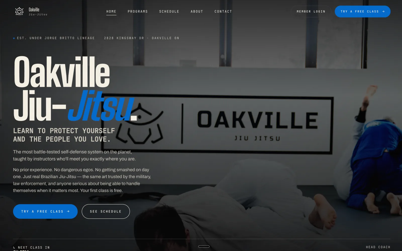 Oakville Jiu-Jitsu — Smart Site after MMA Marketing Pro rebuild